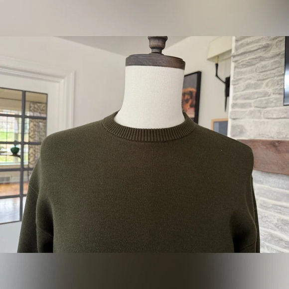 Zara Men’s Basic Olive Green Crew Neck Pullover Sweater Size M - Picture 2 of 7